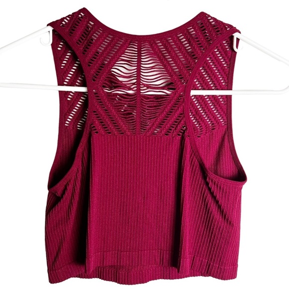 Itzon - Burgundy Cutout Crop Top - Sz. L - Picture 2 of 7